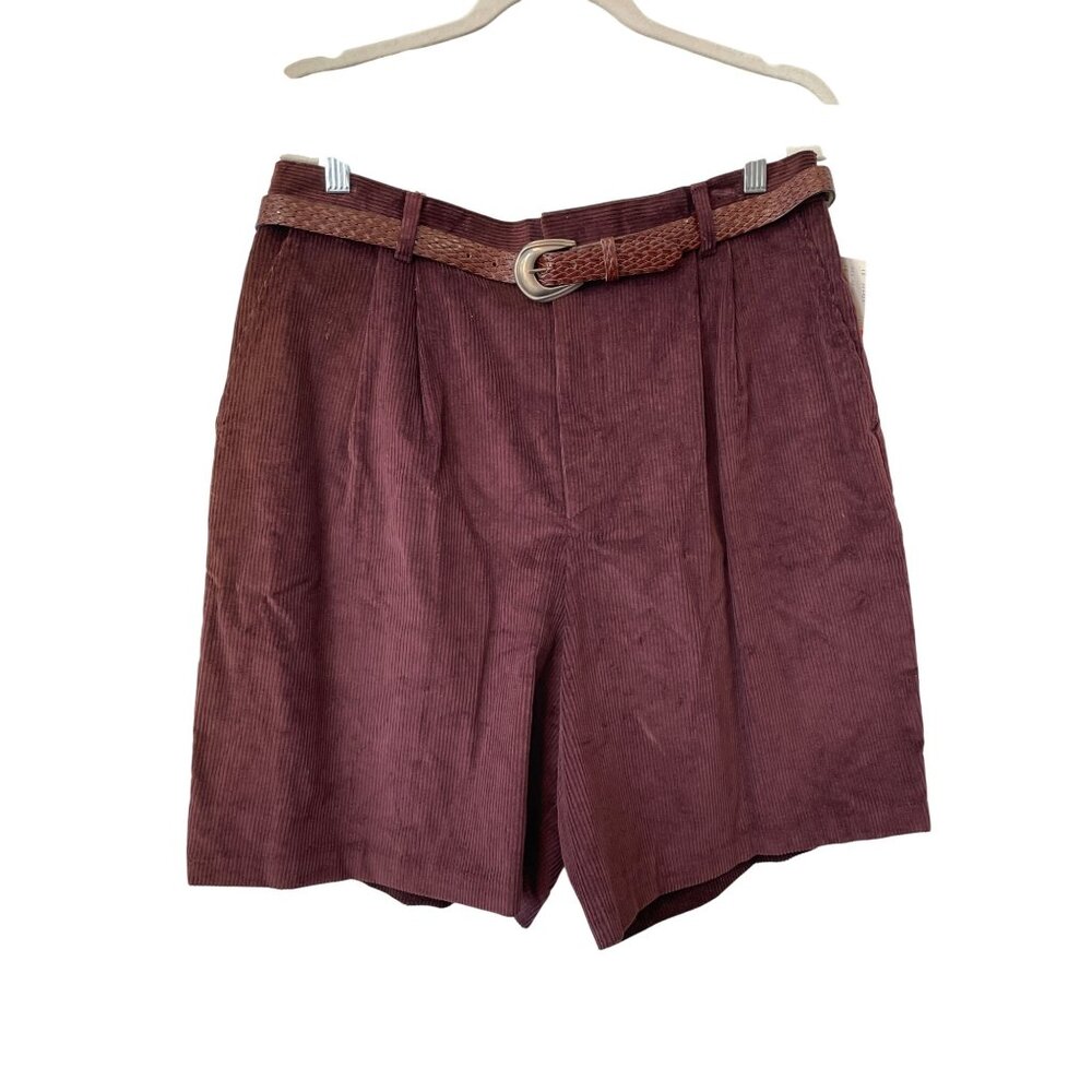 Vintage 90s IC Isaacs Belted Corduroy Shorts Size 18 Pleated Retro Deadstock NEW